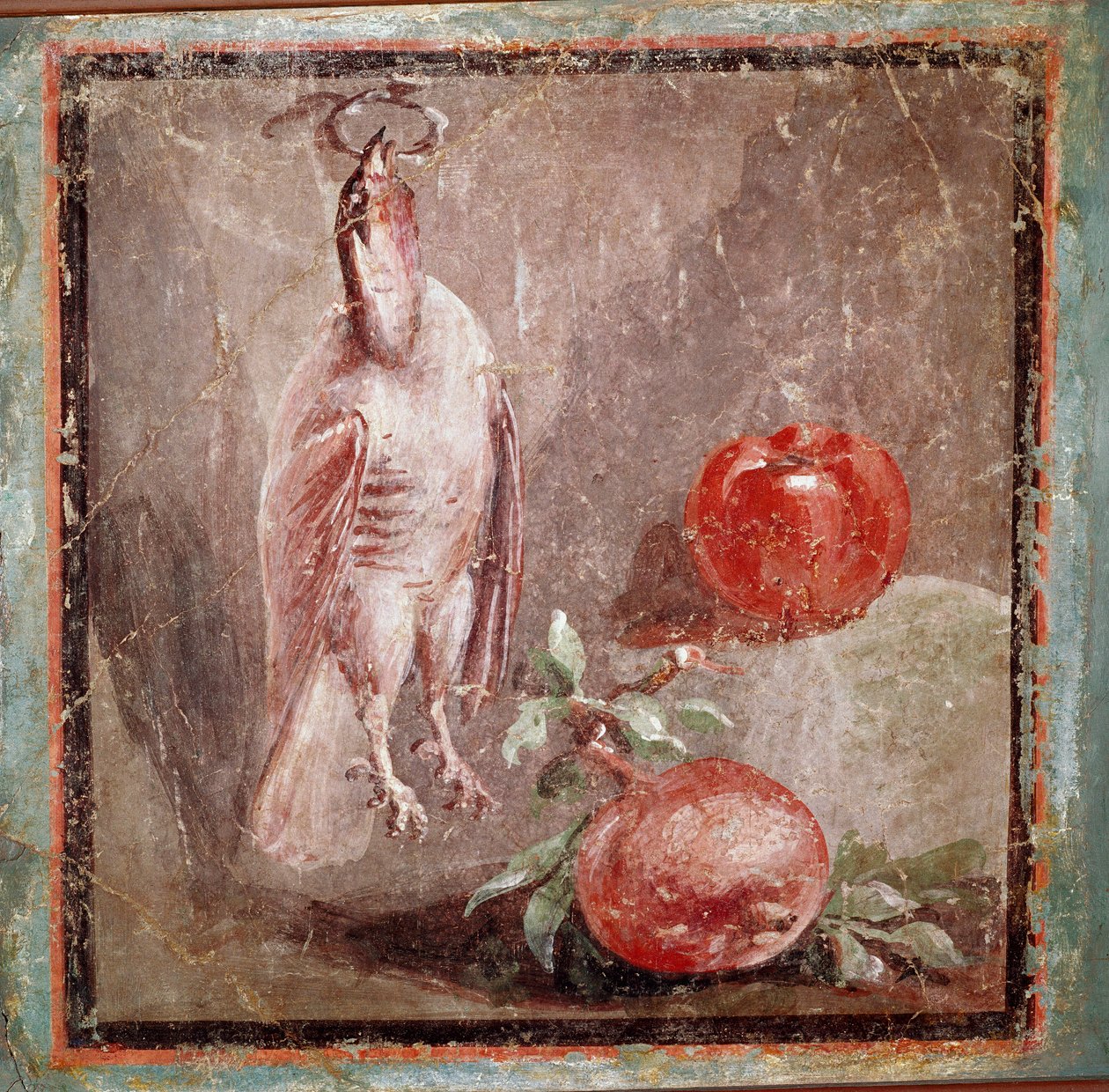 Koroptev a granátová jablka (freska od Roman