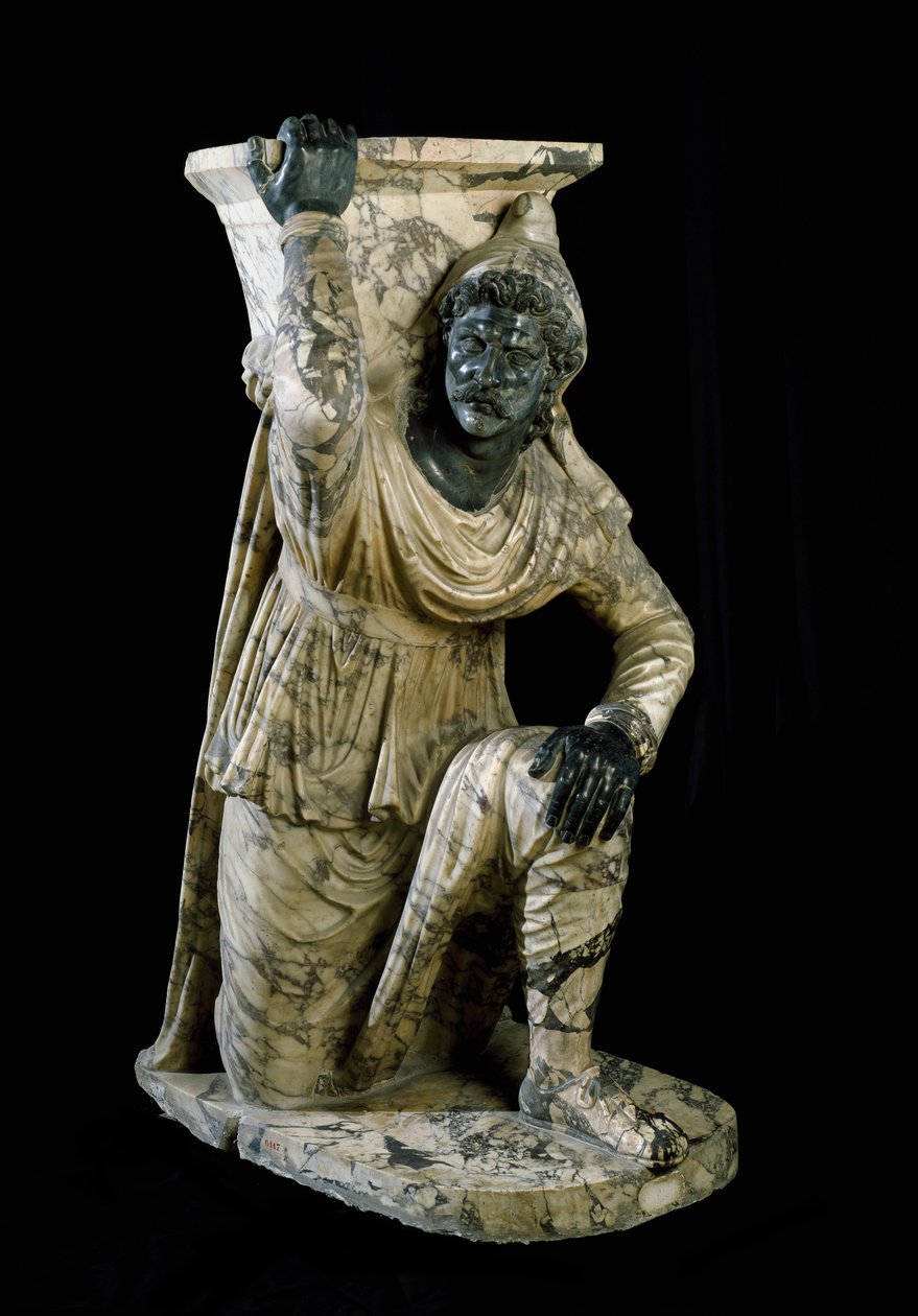 Socha perského sluhy klečí. Římská mramorová socha inspirovaná školou v Pergamu. 170-180 našeho letopočtu. Ztlumit. 164 cm Museo Archeologico Nazionale, Neapol od Roman
