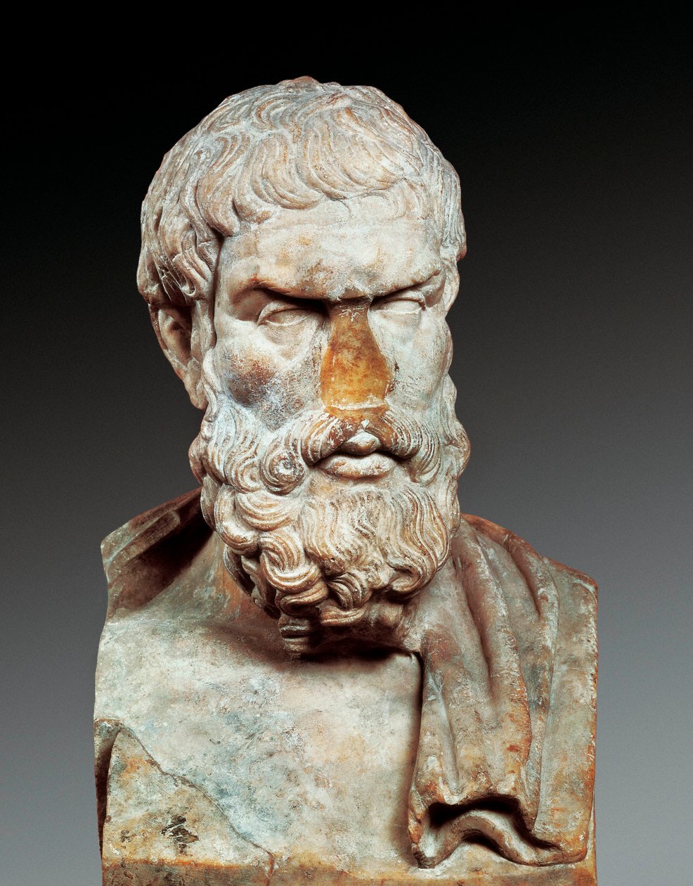 Portrét Epicurus (341-cca 270 př.nl), řecký filozof, c. 100-150 nl (mramorová busta) od Roman