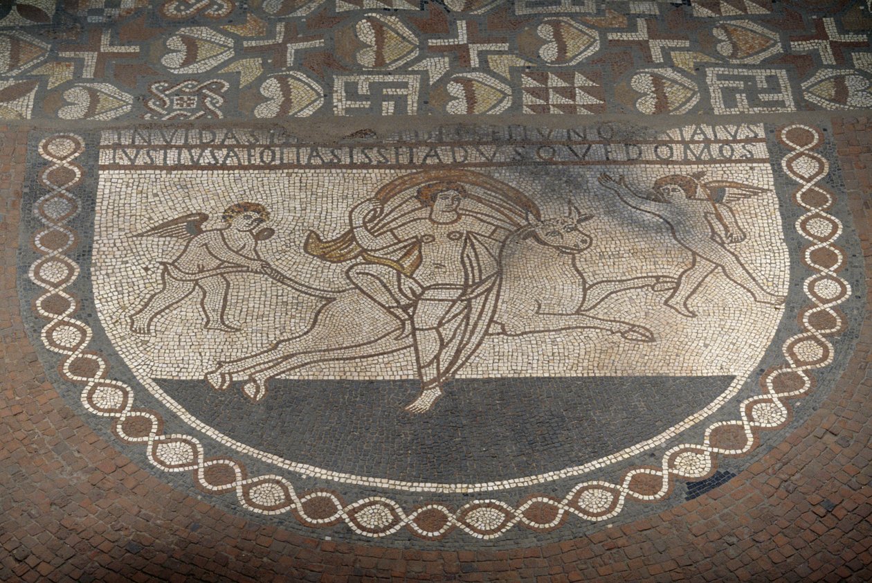 Rape of Europa, podlahová mozaika z Lullingstone Roman Villa, ca 82 AD, Eynsford, Kent, Anglie, Velká Británie, římská civilizace od Roman