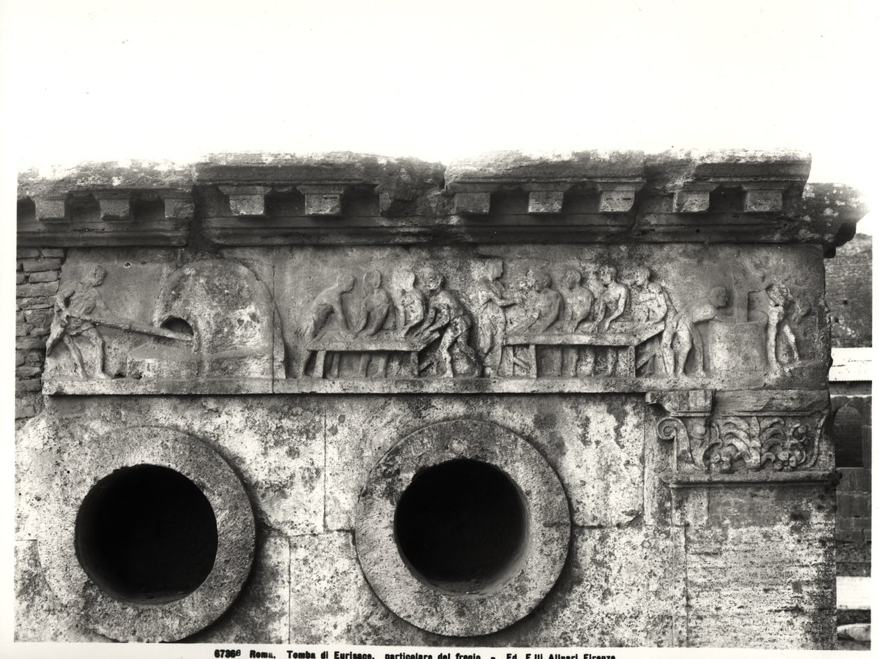 Reliéf od vlysu zobrazující proces výroby chleba, cca 30 př. n. l. (detail) od Roman