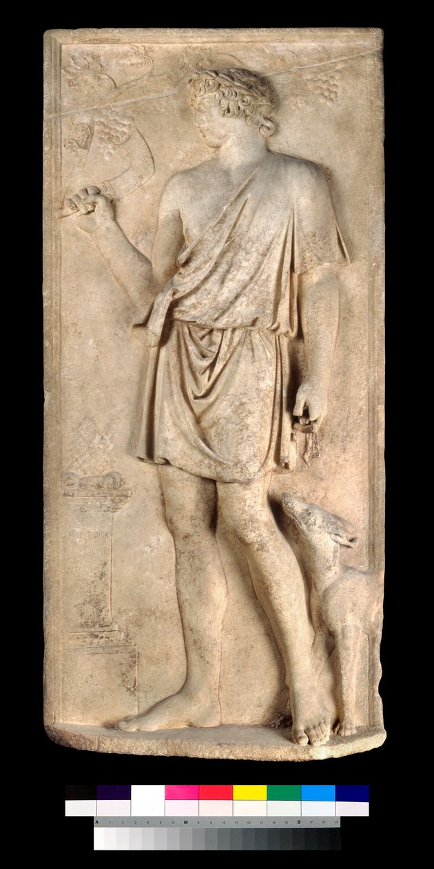Reliéf Antinoa jako Dionysos nebo Silvanus, sklizeň hroznů od Roman