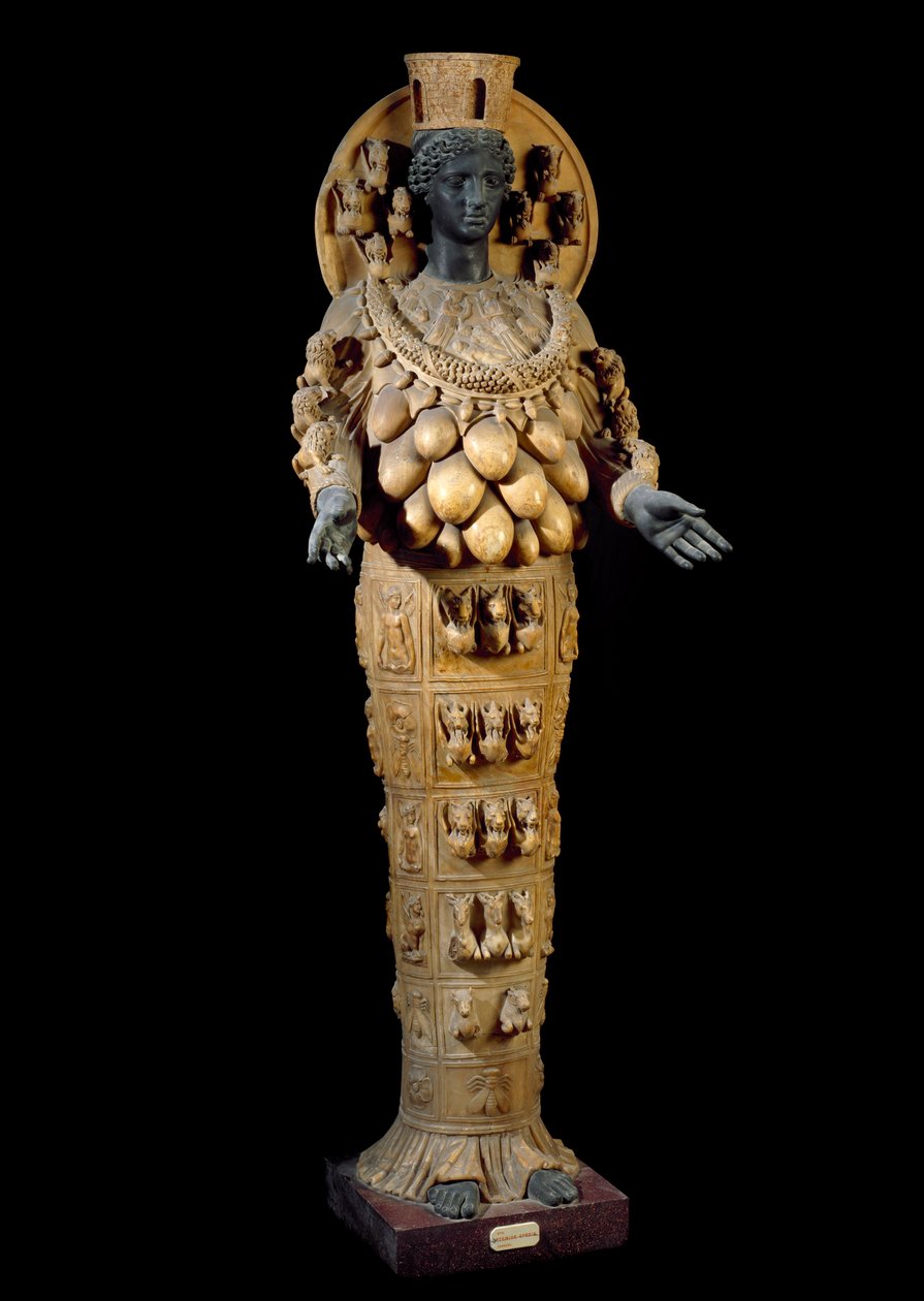 Římské umění: Artemis z Ephese - římská socha podle řeckého originálu v Ephese - socha z albastru a bronzu od Roman