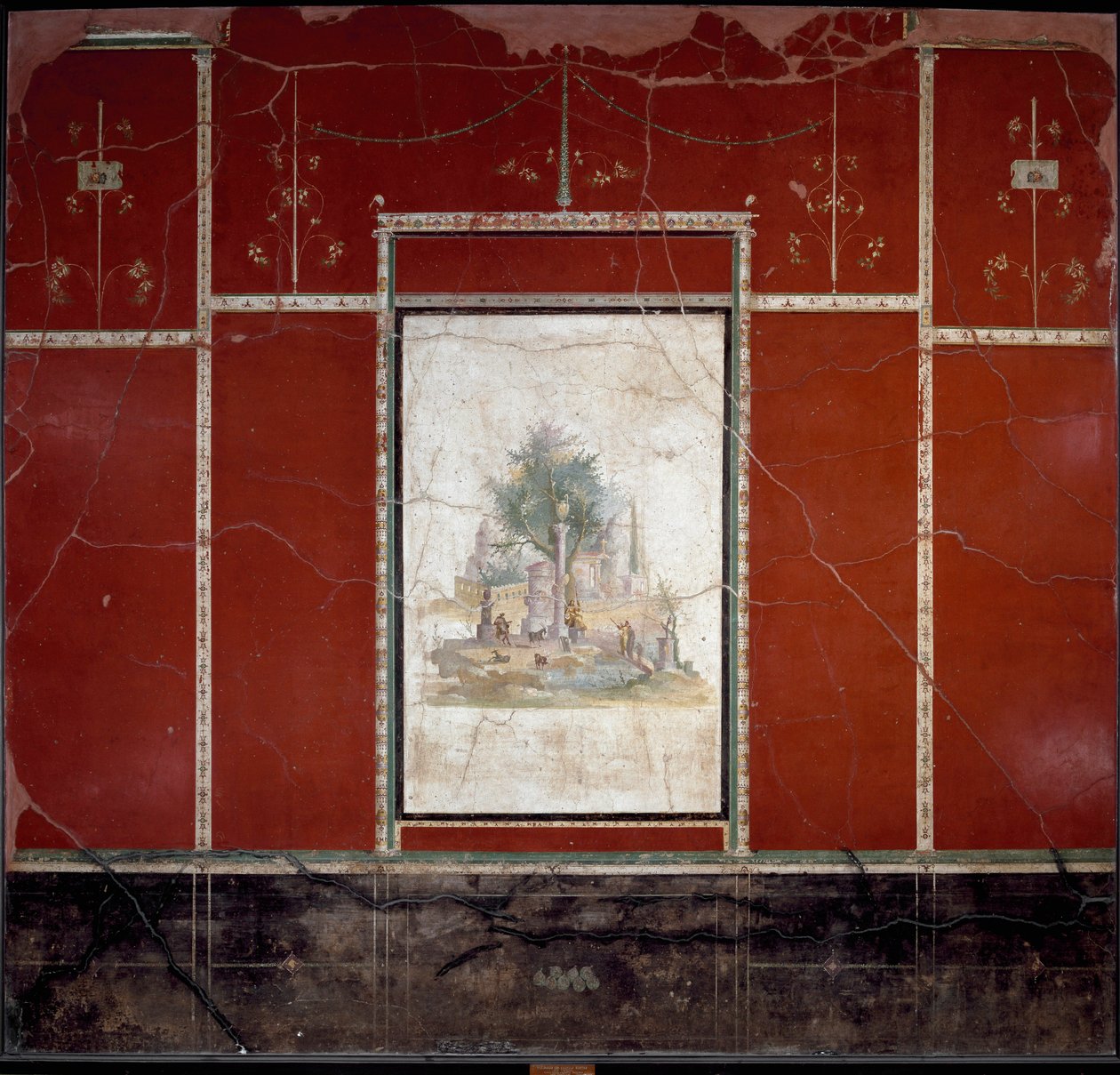 Římské umění: "" Bukolická krajina a posvátná "" Freska připisovaná mistru Amando. z Boscotrecase, vila Agrippa Postumo. 1. století. Rozměr 153x98 cm Neapol, Národní archeologické muzeum od Roman