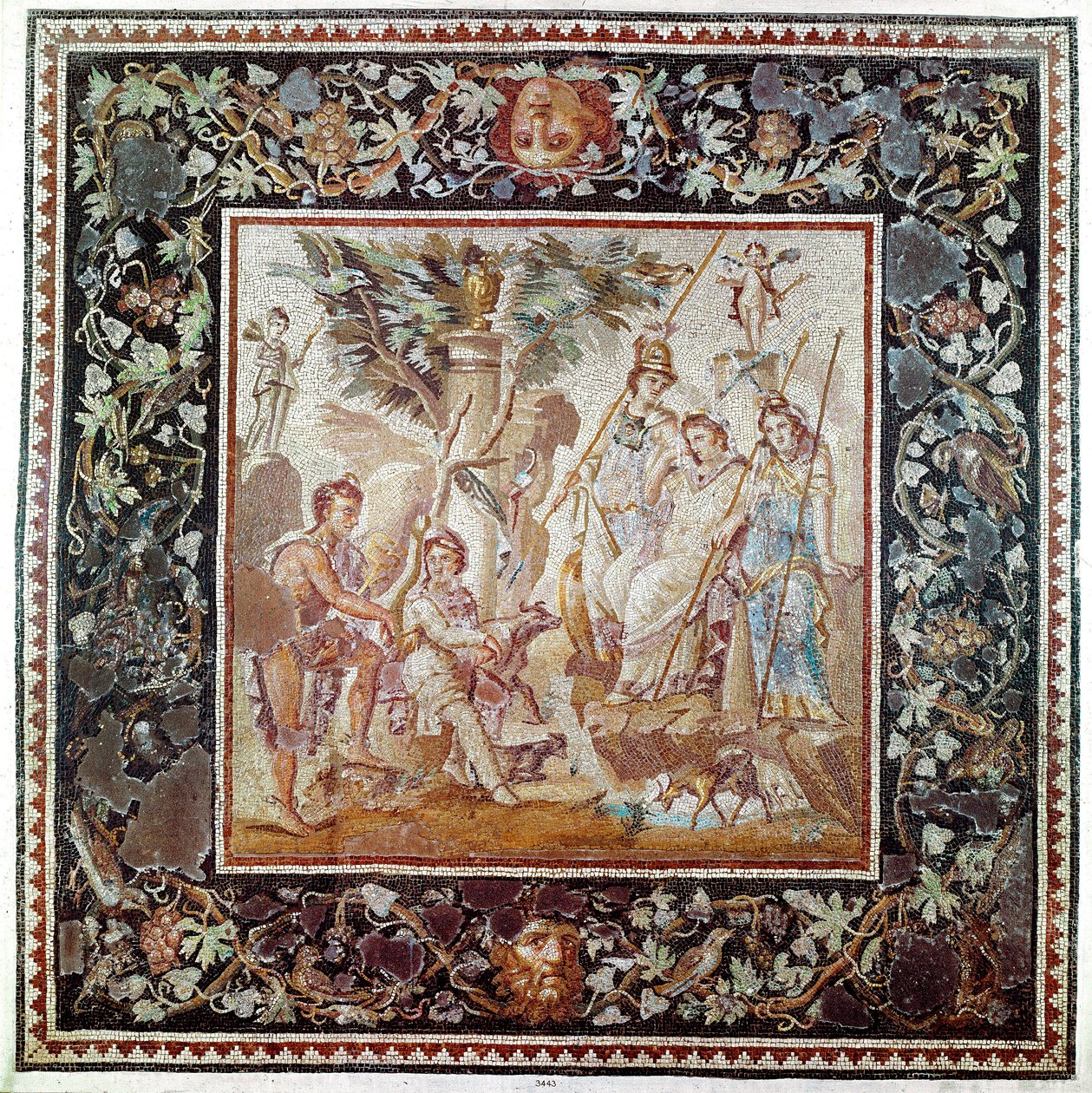 Římské umění: “”Soud Paříže””” Mozaika z domu Atrium v Antiochii v Turecku. 115-150 našeho letopočtu. Ne 1,86 m Paříž, Musee du Louvre od Roman