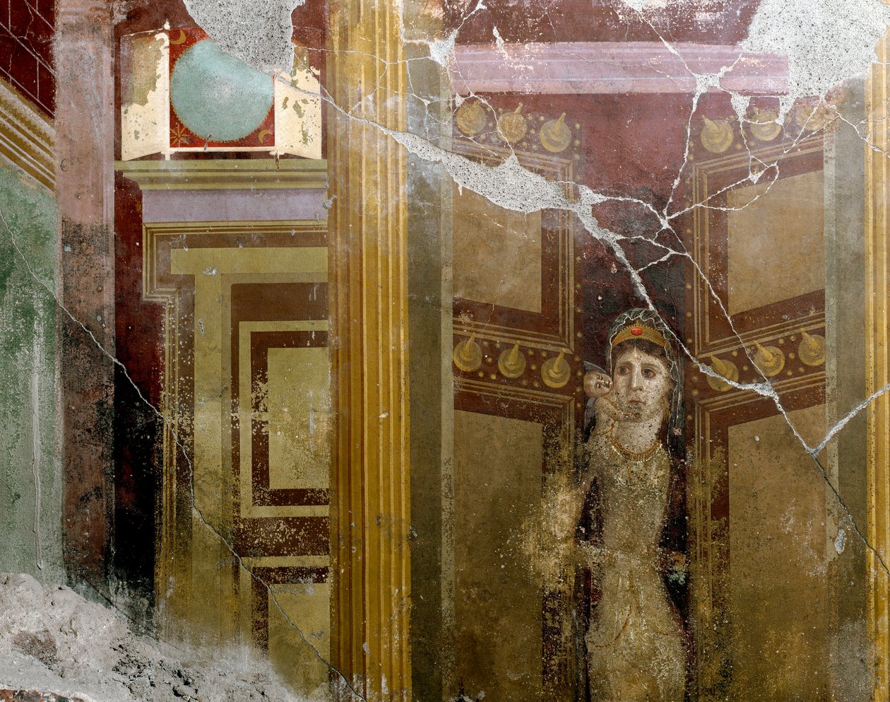 Římské umění: “” Portrét ženy ve vchodu do dveří”” Detail fresky vily od Fabia Rufa (Marcus Fabius Rufus) 1. století našeho letopočtu. Pompeje, Itálie od Roman