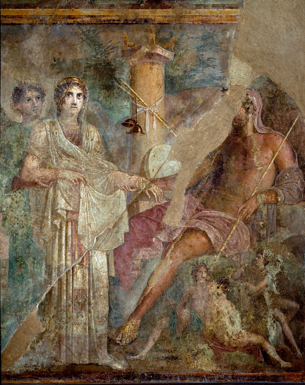Římské umění: „Svatba Dia a Héry na hoře Ida““ Římská freska z místa domu tragického básníka v Pompejích. 1. století našeho letopočtu. Neapol, Museo Archeologico Nazionale – římské umění: Svatba Dia a Héry na hoře Ida. Římská freska z od Roman