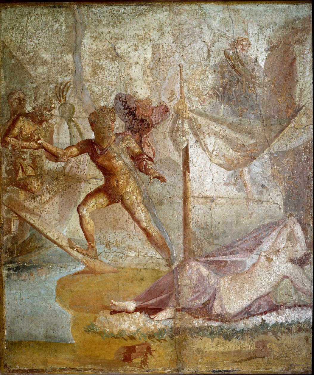 Římské umění: "" Thesee opouští Ariane "" Římská freska z Pompeje. 1. století našeho letopočtu. Neapol, Národní archeologické muzeum od Roman