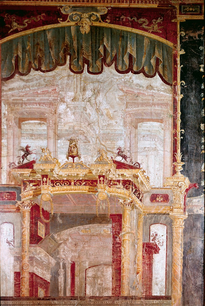 Římské umění: „“dekor““ Římská freska 4. pompejského stylu z Ercolana (Herculanum nebo Herculaneum) 60-80 našeho letopočtu. od Roman