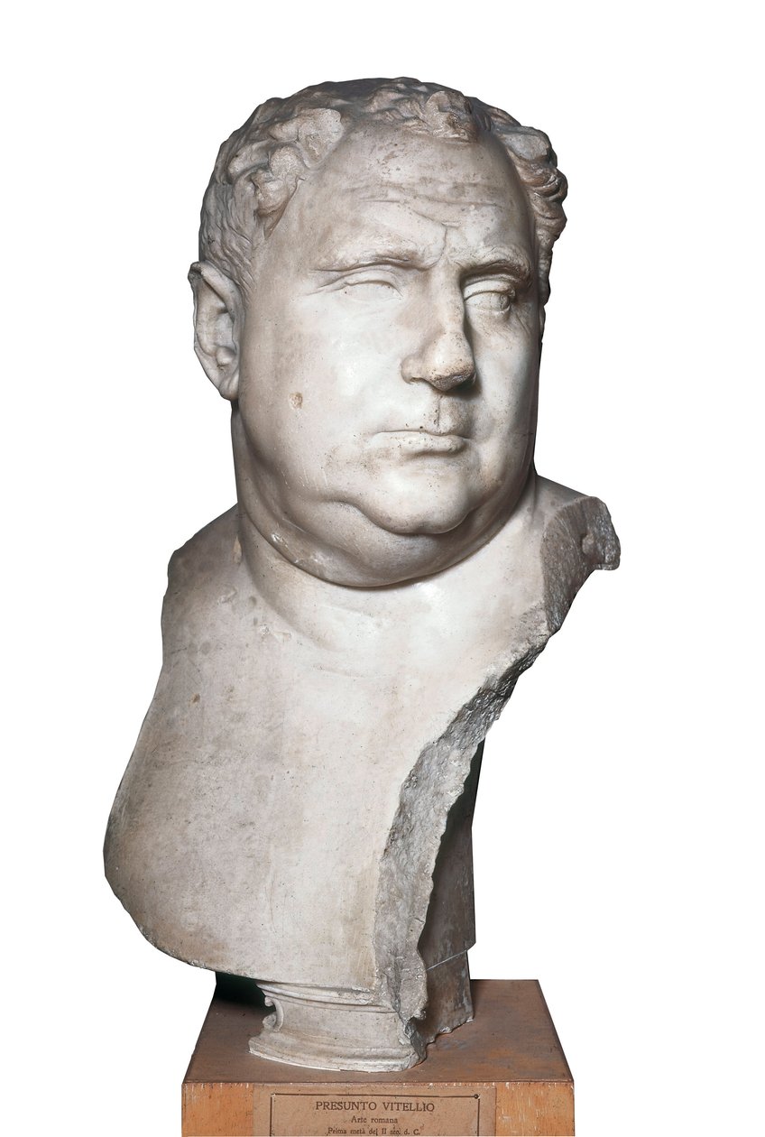 Římské umění: „Busta Vitellia (15-69) římského císaře “ 2. století (mramor) od Roman
