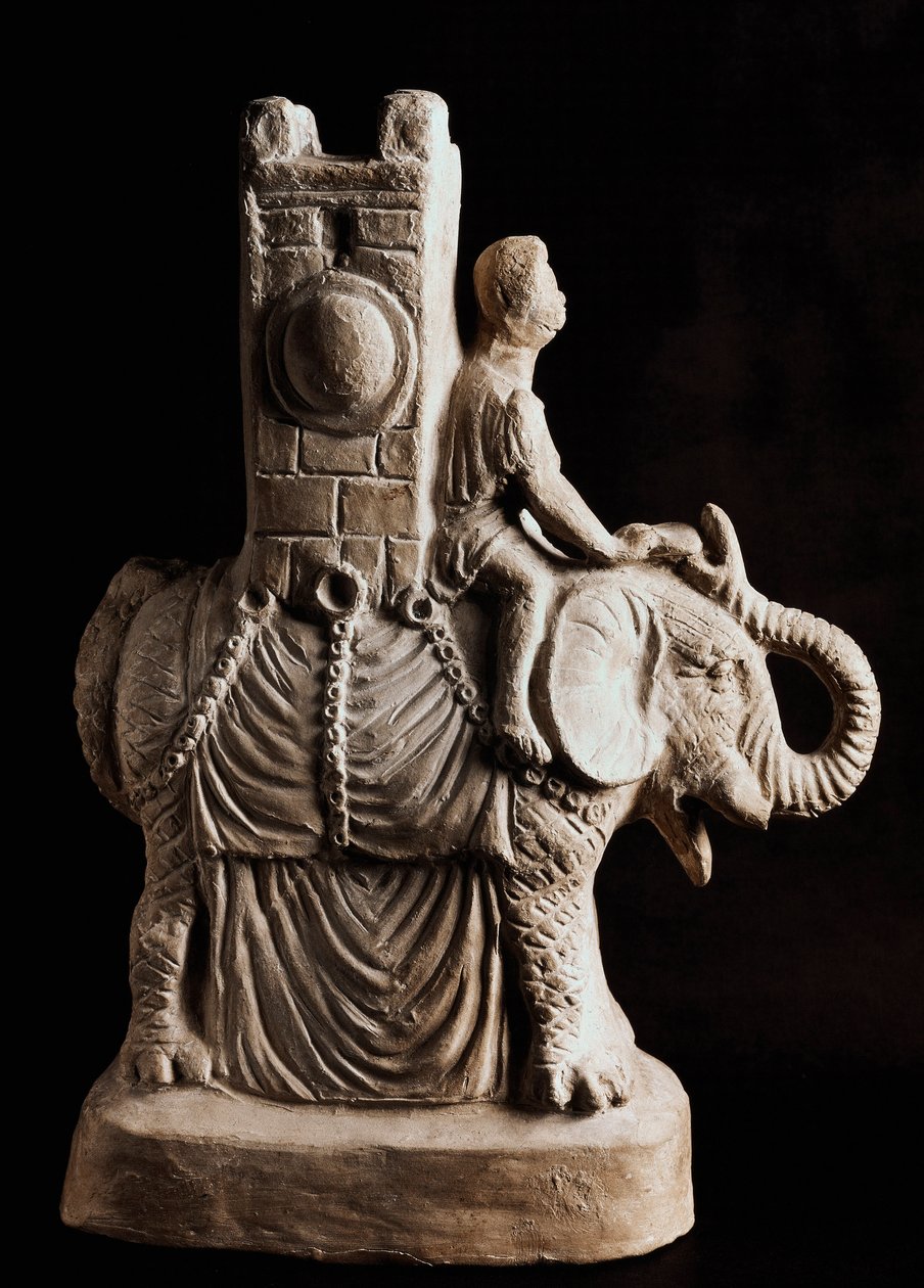 Římské umění: “”Terakotová váza ve tvaru slona”” Období punských válek - Neapol, archeologické muzeum - válečný slon - římská terakotová váza z období punských válek, Museo Archeologico Nazionale, Neapol, Itálie od Roman