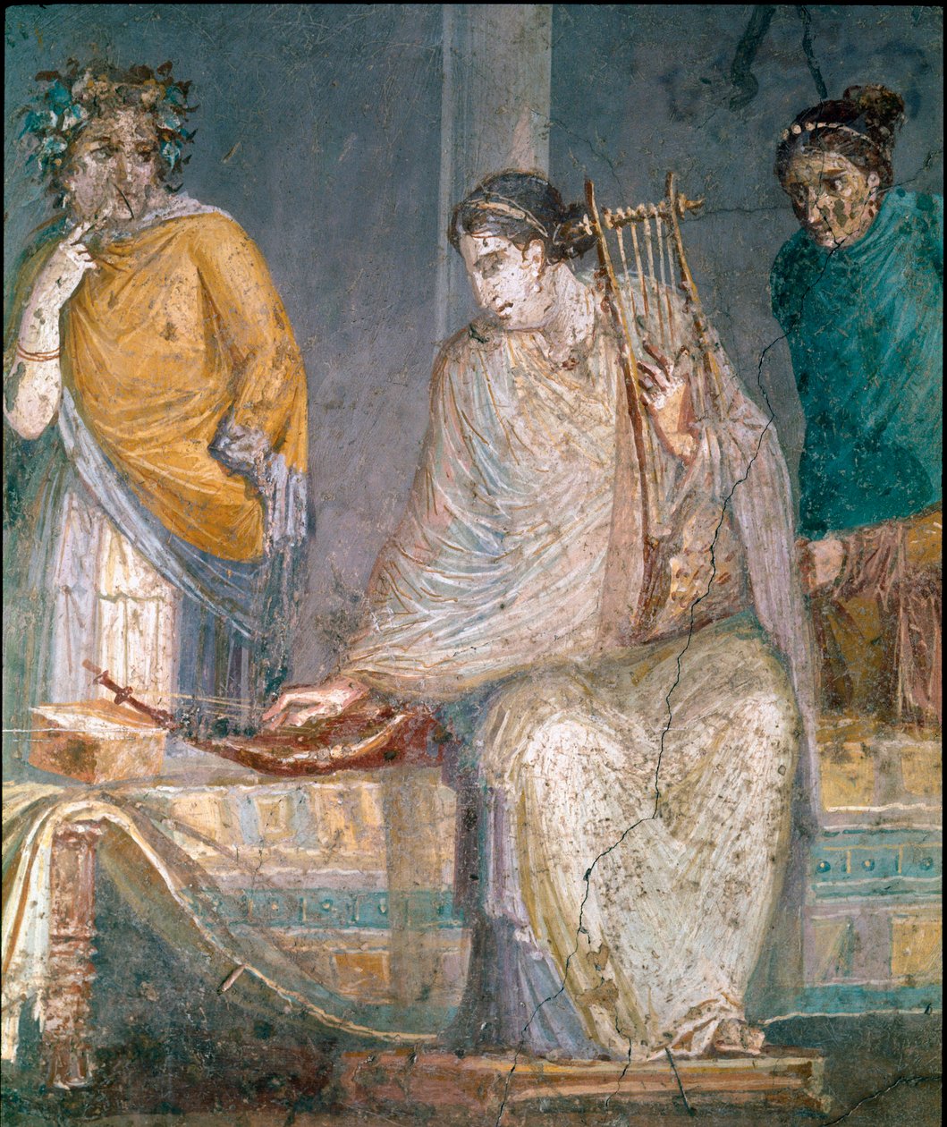 Římské umění: cythared. Freska z místa Castellammare di Stabia u Neapole. 1. století našeho letopočtu (freska) od Roman