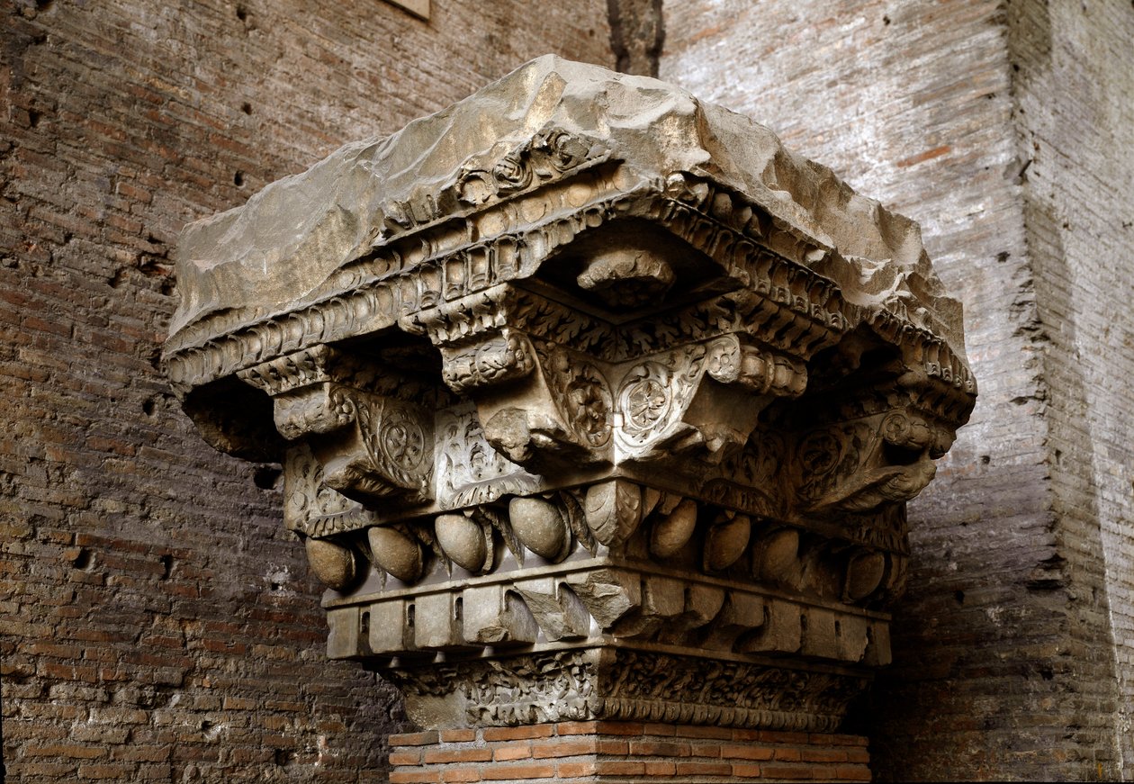 Římské umění: fragment římsy. 1. století. Národní římské muzeum (nebo Terme), Řím od Roman