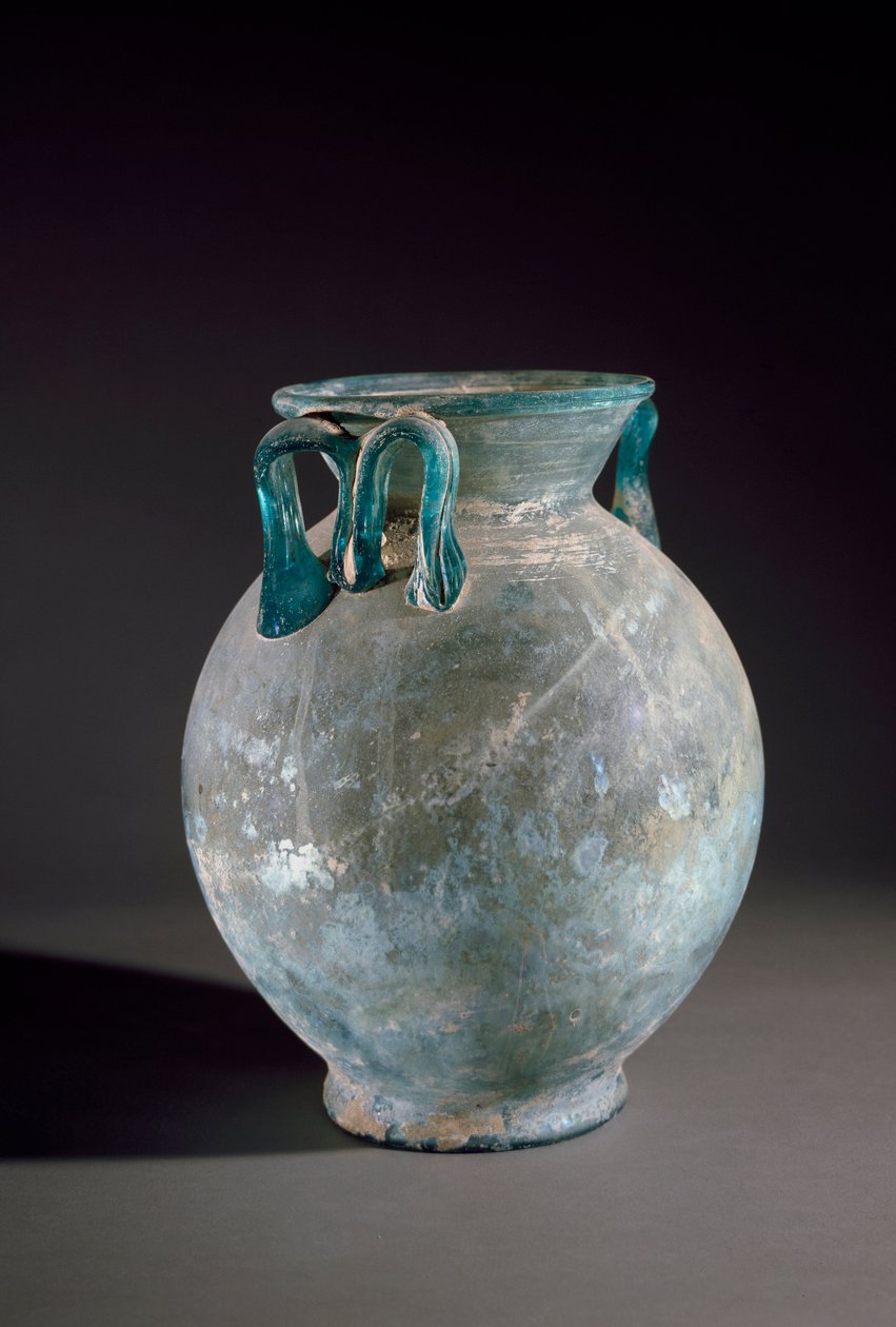Římské umění: skleněná váza s uchem. Z italských Pompejí. Národní archeologické muzeum v Neapoli od Roman