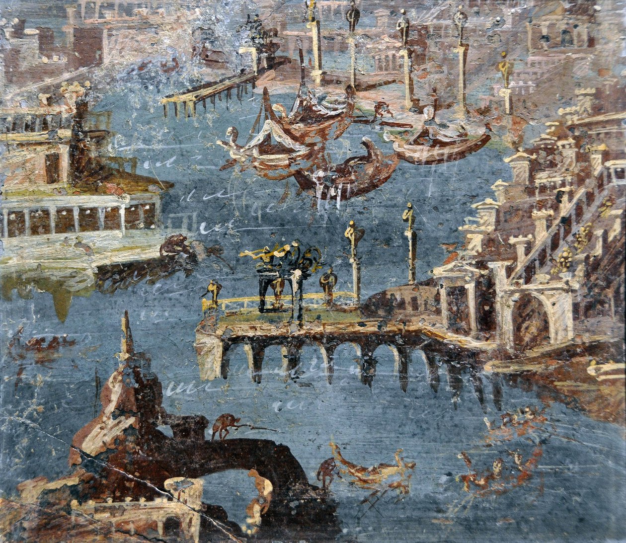 Římské umění: krajina zobrazující přístav, který je běžně označován jako Pozzuoli (freska) od Roman