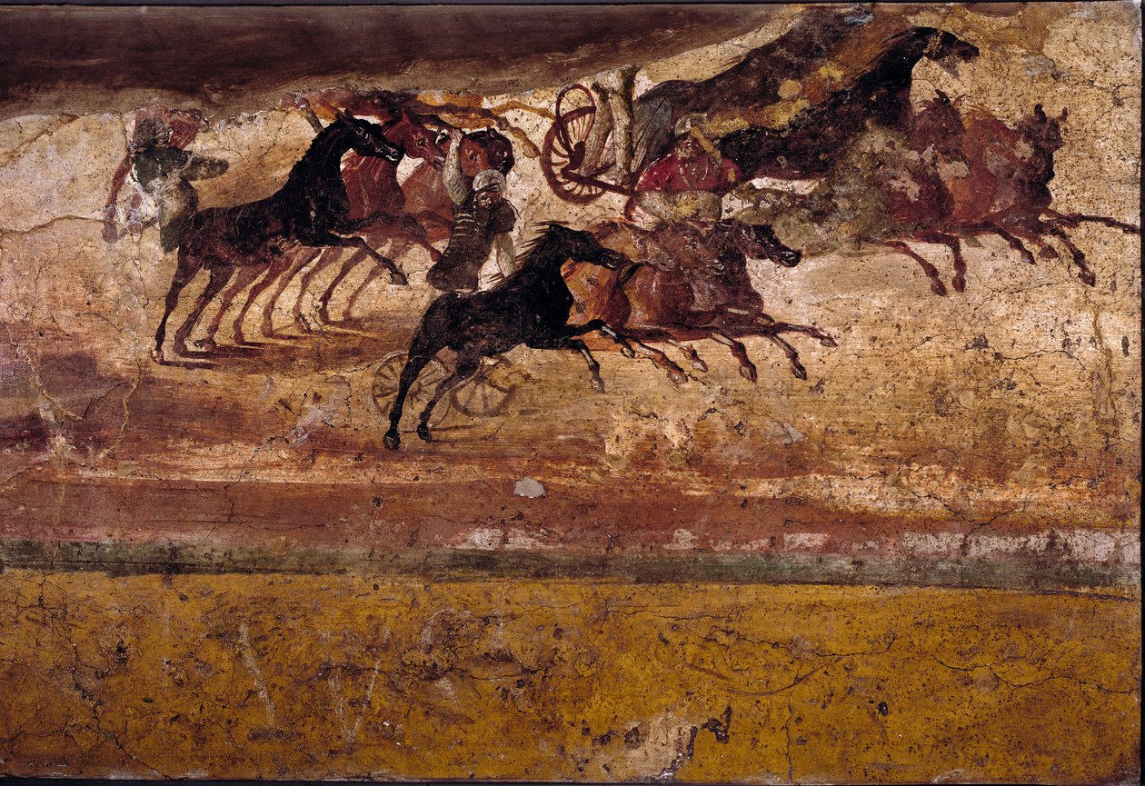 Římské umění: rasa kvadrigů. Čerstvé z vily Quadrige. 4. styl, Pompeje. Neapol, Národní archeologické muzeum od Roman