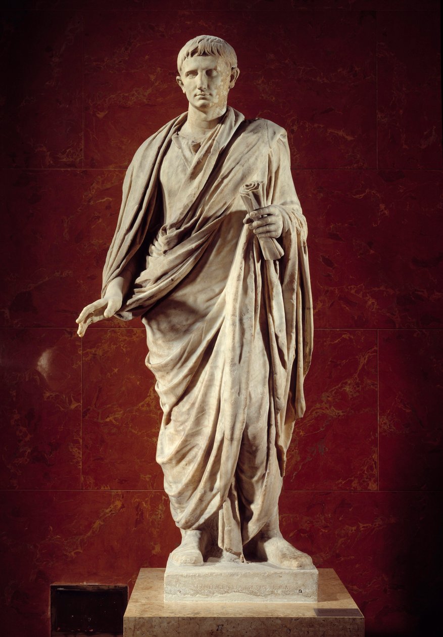 Římské umění: socha císaře Augusta (CESARE AUGUSTO) (63 př. Kr.-14 n. l.) 1. stol. Od Velletri. Paříž, muzeum Louvre od Roman