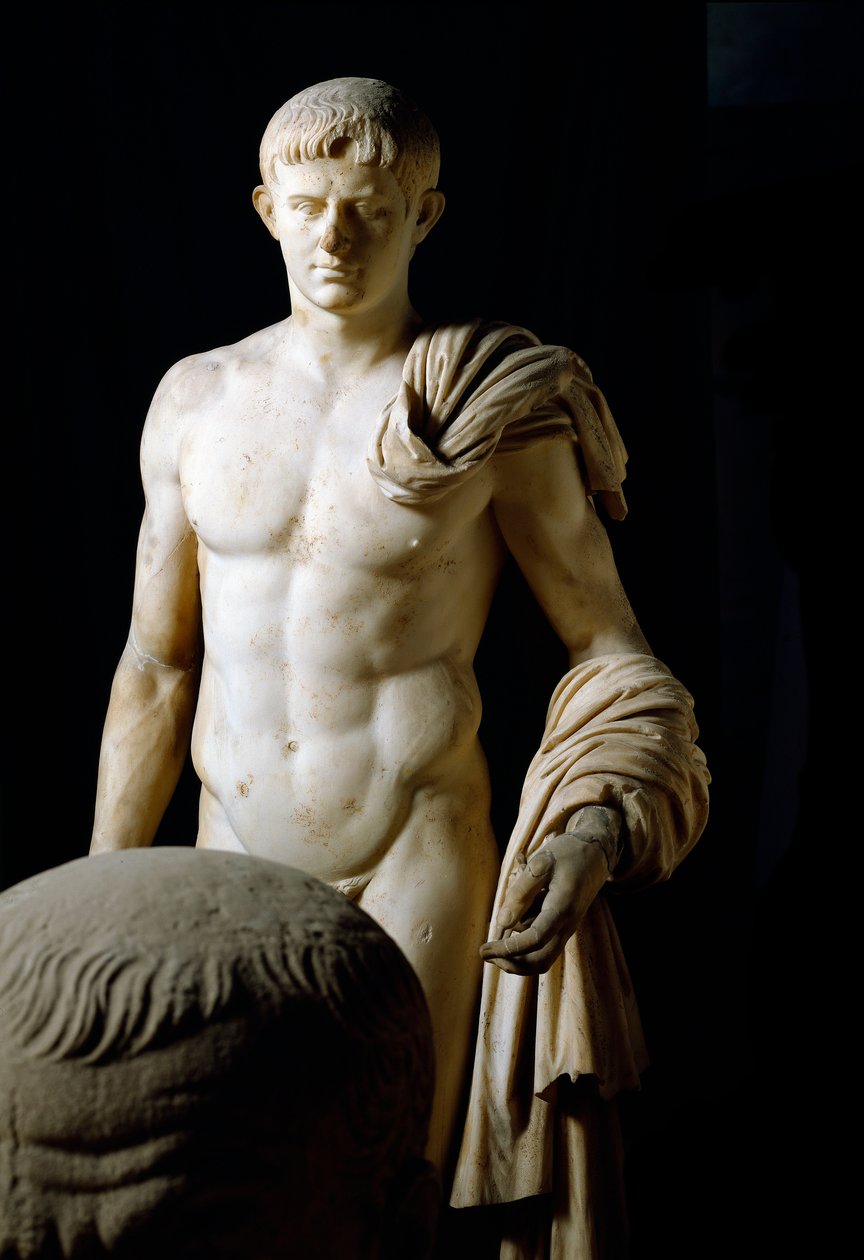 Římské umění: socha císaře Clauda I. (Tiberius Claudius Drusus) (10 př. n. l. – 54 n. l.) z Formie. Museo Archeologico Nazionale, Neapol od Roman