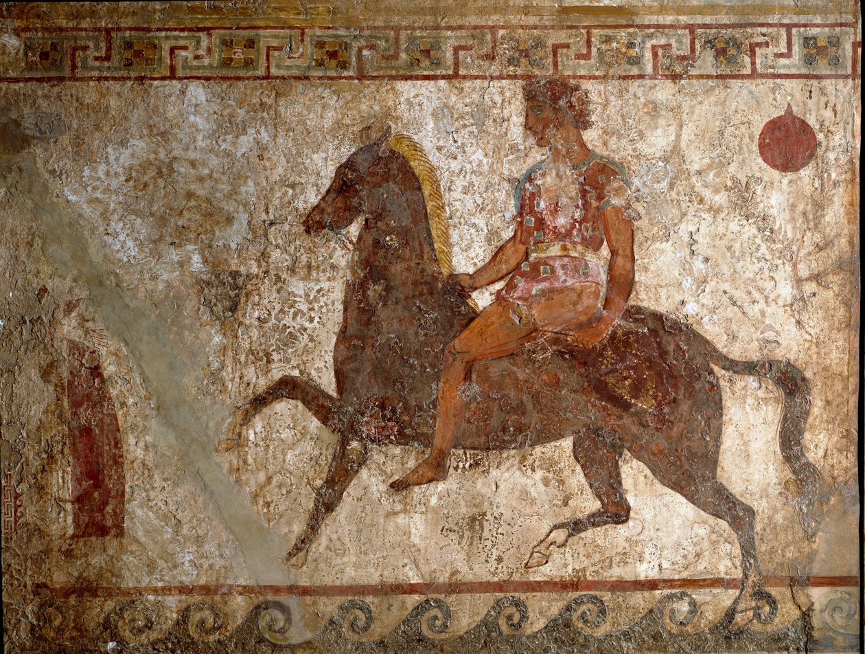 Samnitský jezdec. Náhrobní malba ze 4. století př. n. l. z místa Paestum v Itálii. Freska. Museo nazionale archeologico, Neapol (Archeologické muzeum Neapole). od Roman