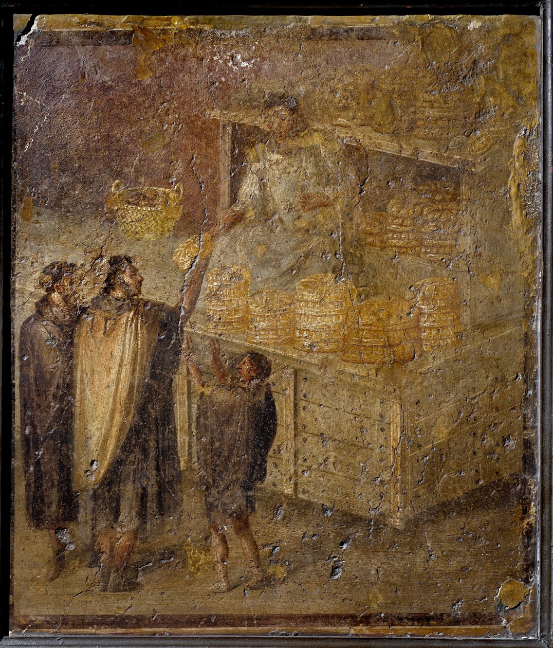 Scéna zobrazující pekaře prodávajícího chleba. (Freska, 1. století) od Roman