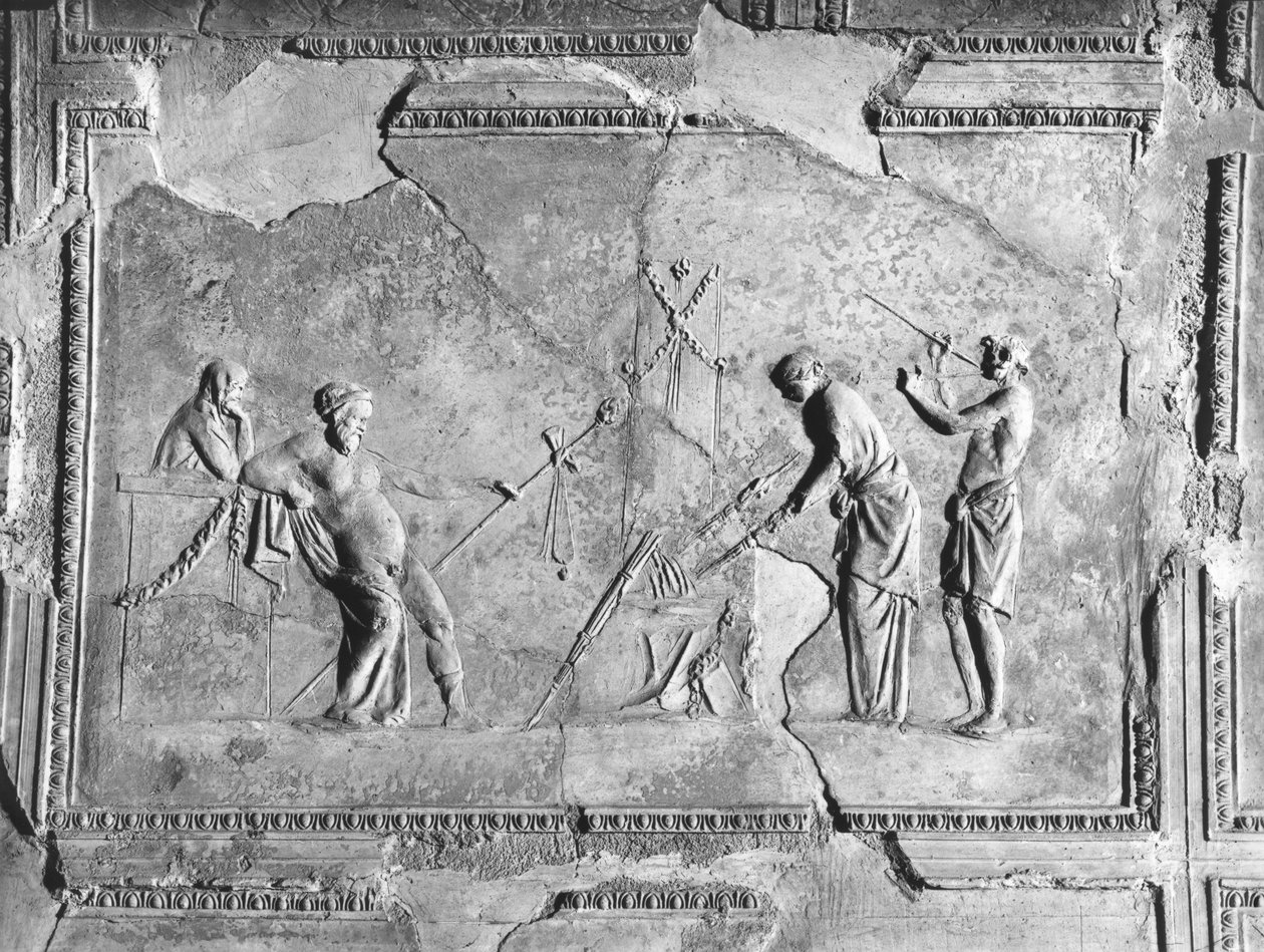 Scéna dionýských záhad (detail 242795) (štuk) (černobílá fotografie) od Roman