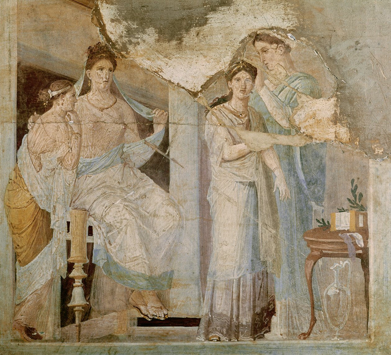 Otrok česající dívčí vlasy, Herculaneum, Třetí styl (freska) od Roman