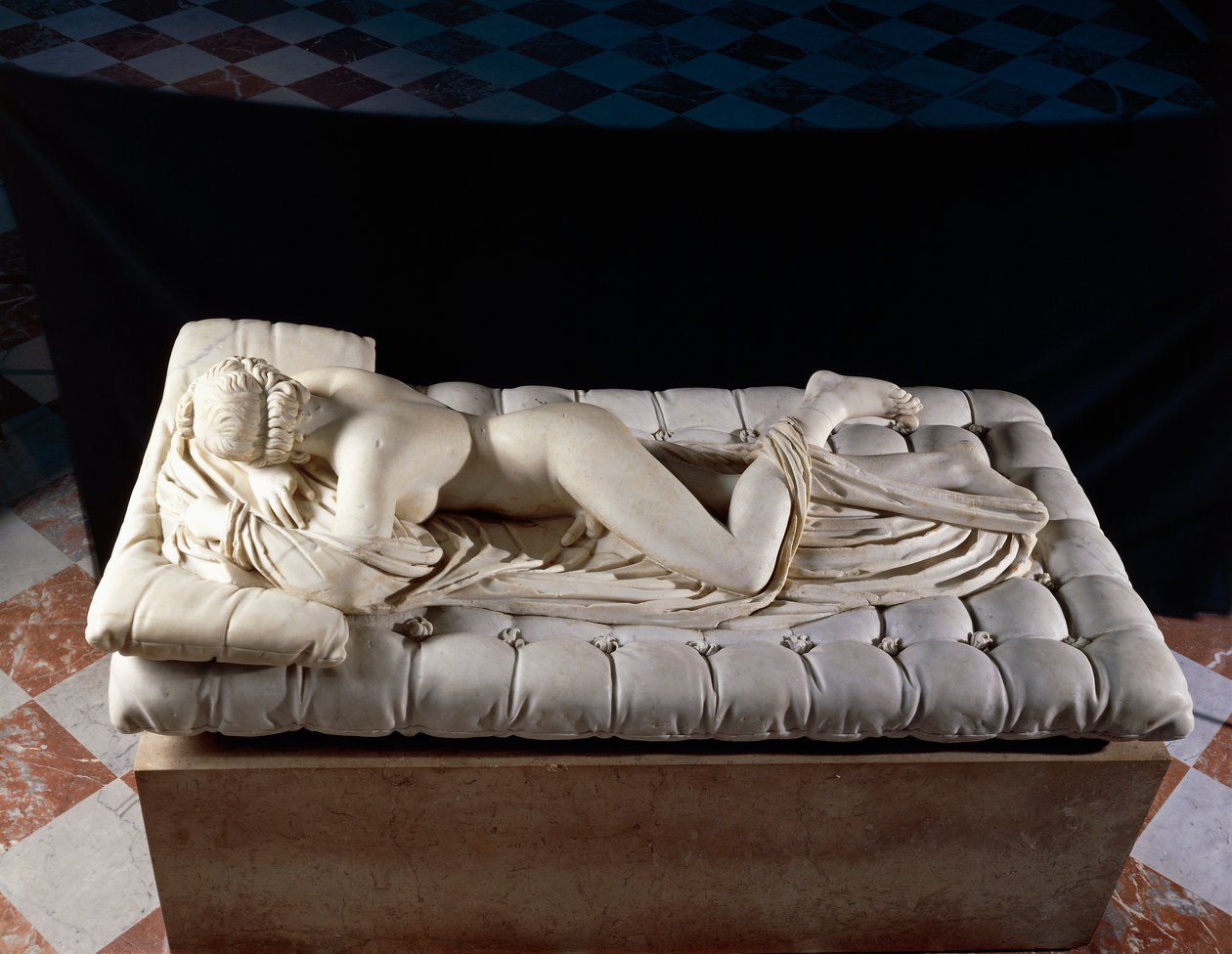 Spící hermafrodit, kopie podle originálu z 2. století před naším letopočtem, z Diokleciánových lázní, Řím (mramor) od Roman