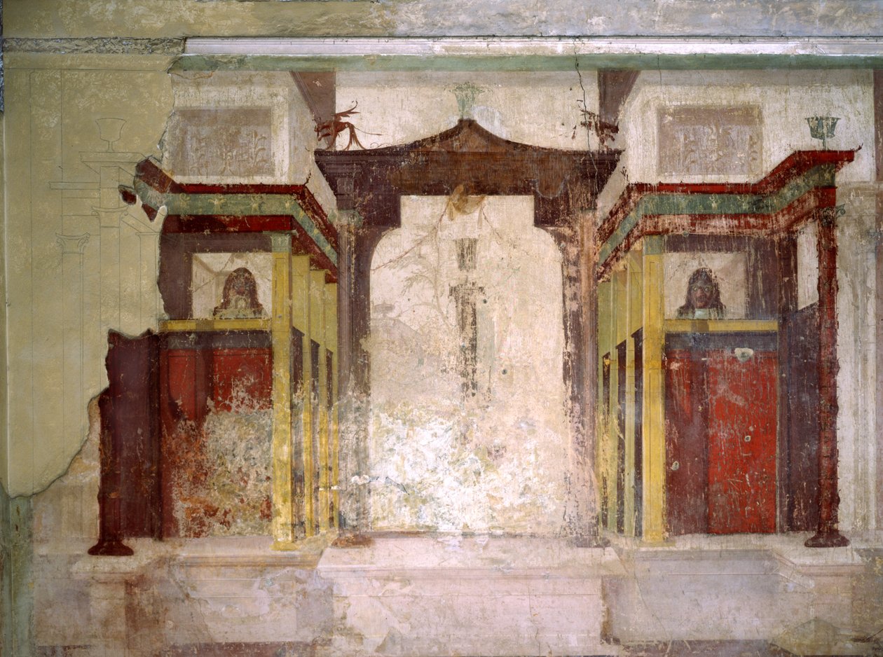 Jižní stěna Místnosti masek, Augustův dům, Palatine Hill, Řím od Roman