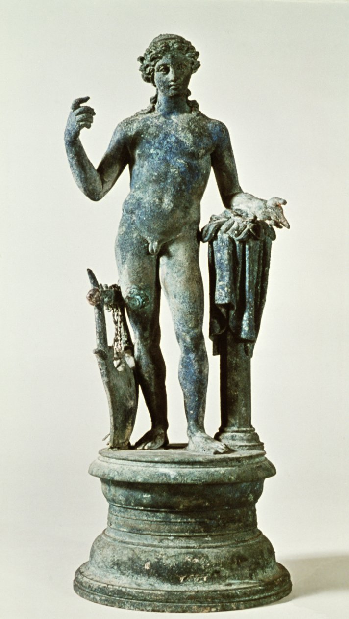 Socha Apollóna z Domu rudých zdí, Pompeje, c.30 AD (bronz) od Roman