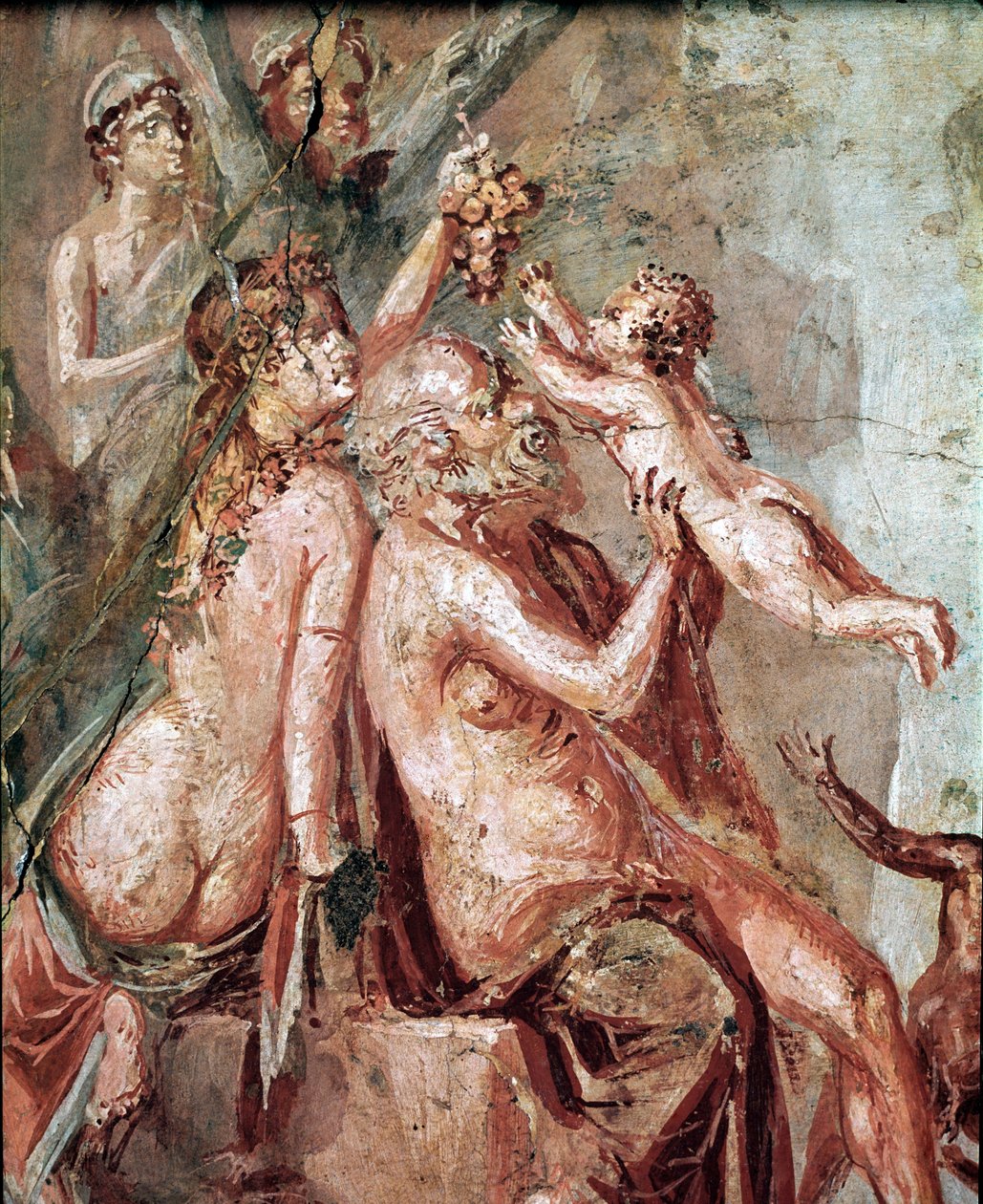 Dětství Dionýsa se Satyrem a Silene (freska od Roman