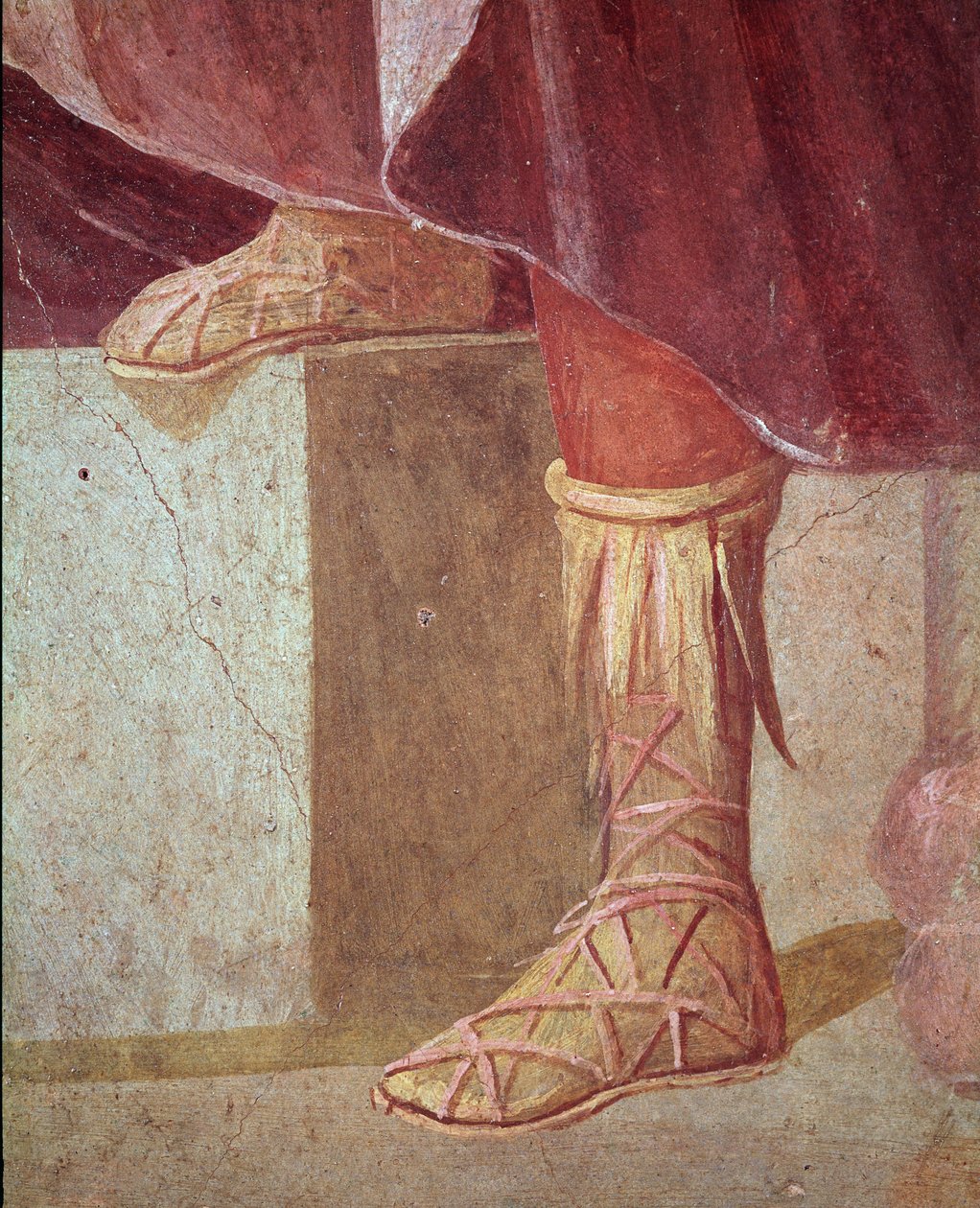 Nohy Agamemnona, v oběti Ifigenie (freska od Roman