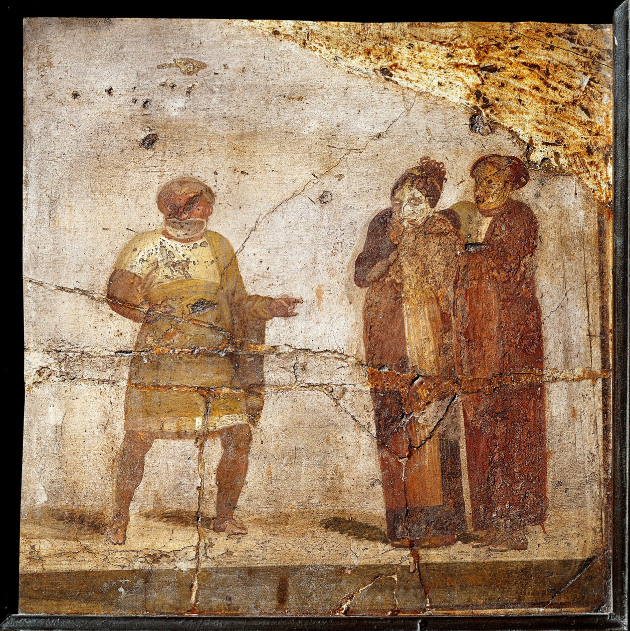 Divadelní scéna. Freska z místa Pompeje od Roman