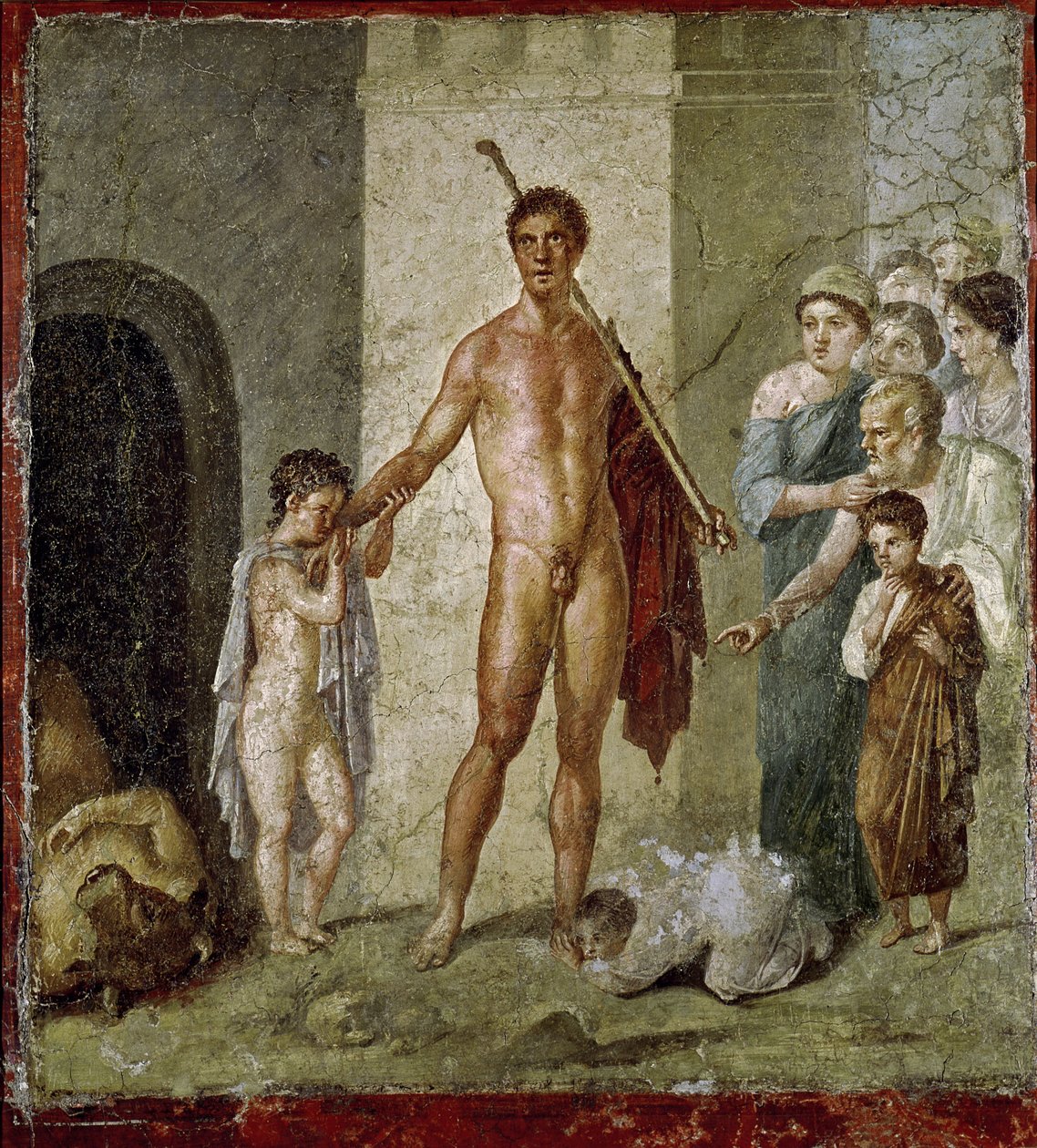 Theseus osvobozuje děti od Minotaura, z domu Gavia Rufuse, Pompeje, 4. pompejský styl, cca 50-79 n.l. od Roman