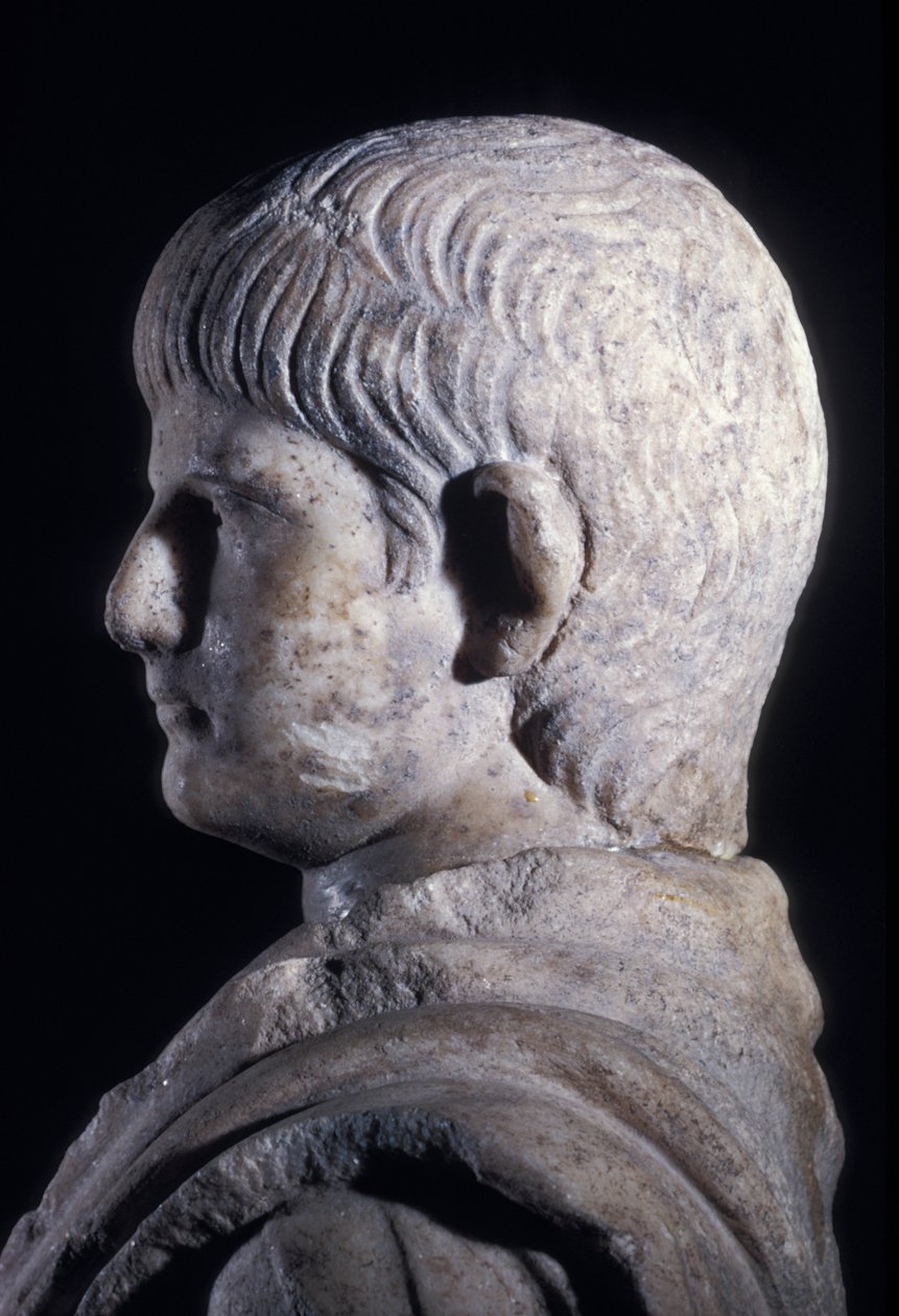 Socha Togate mladého Nera, boční pohled na hlavu, cca 50 nl (mramor) (detail 140378) od Roman