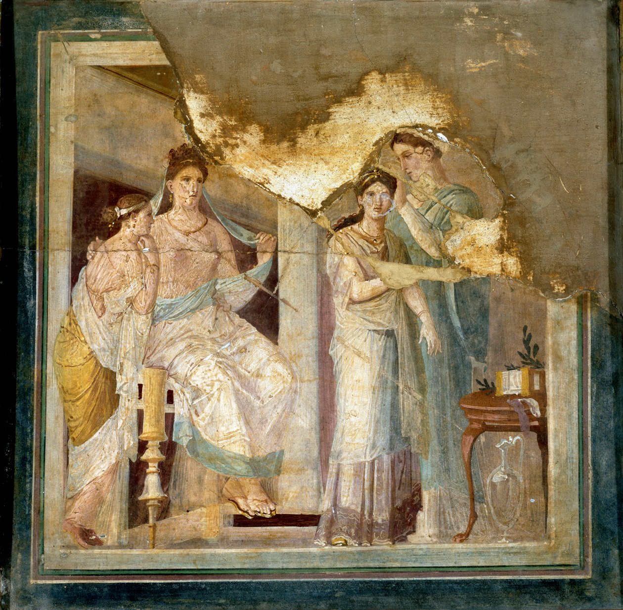 Toaletní scéna a oblečení dámy: Otroci stylizující dívku. Z Ercolana (Fresco od Roman