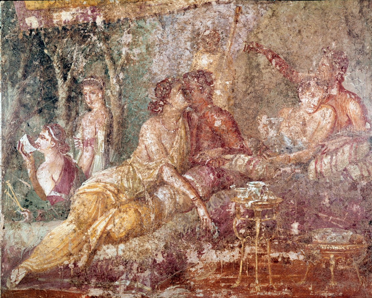 Triklinium, líbající se pár (freska od Roman