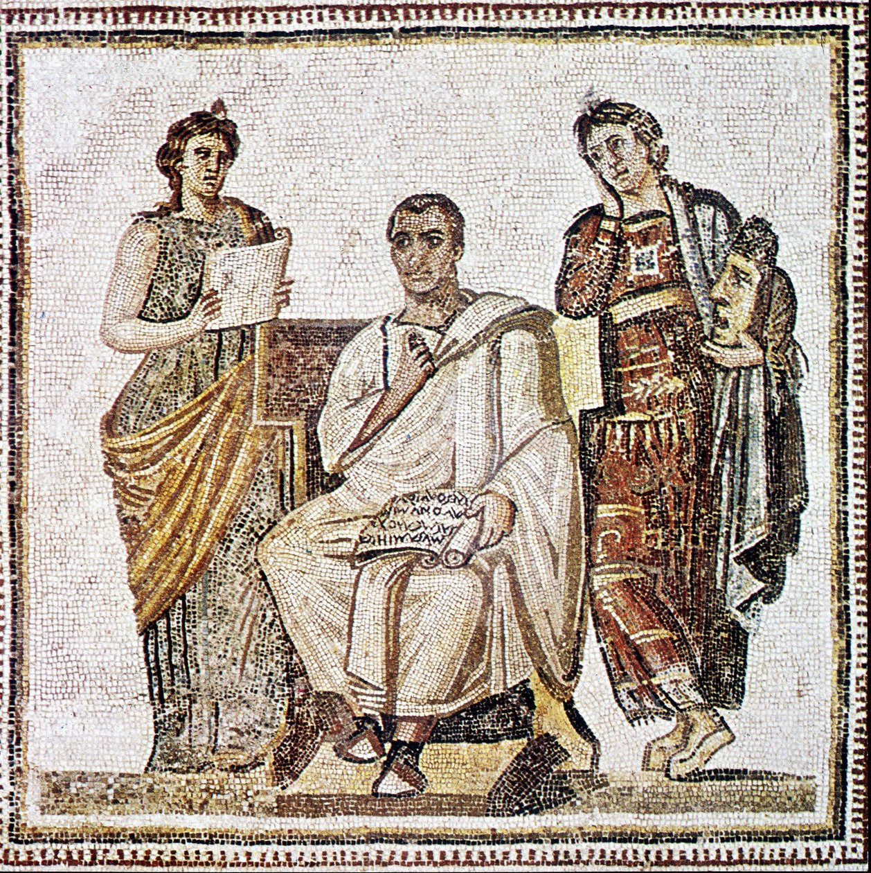 Virgil Psaní Eneide pod pohledem múz Clio a Melpomene - Mozaika 4. století po JC ze Susy v Tunisku. od Roman