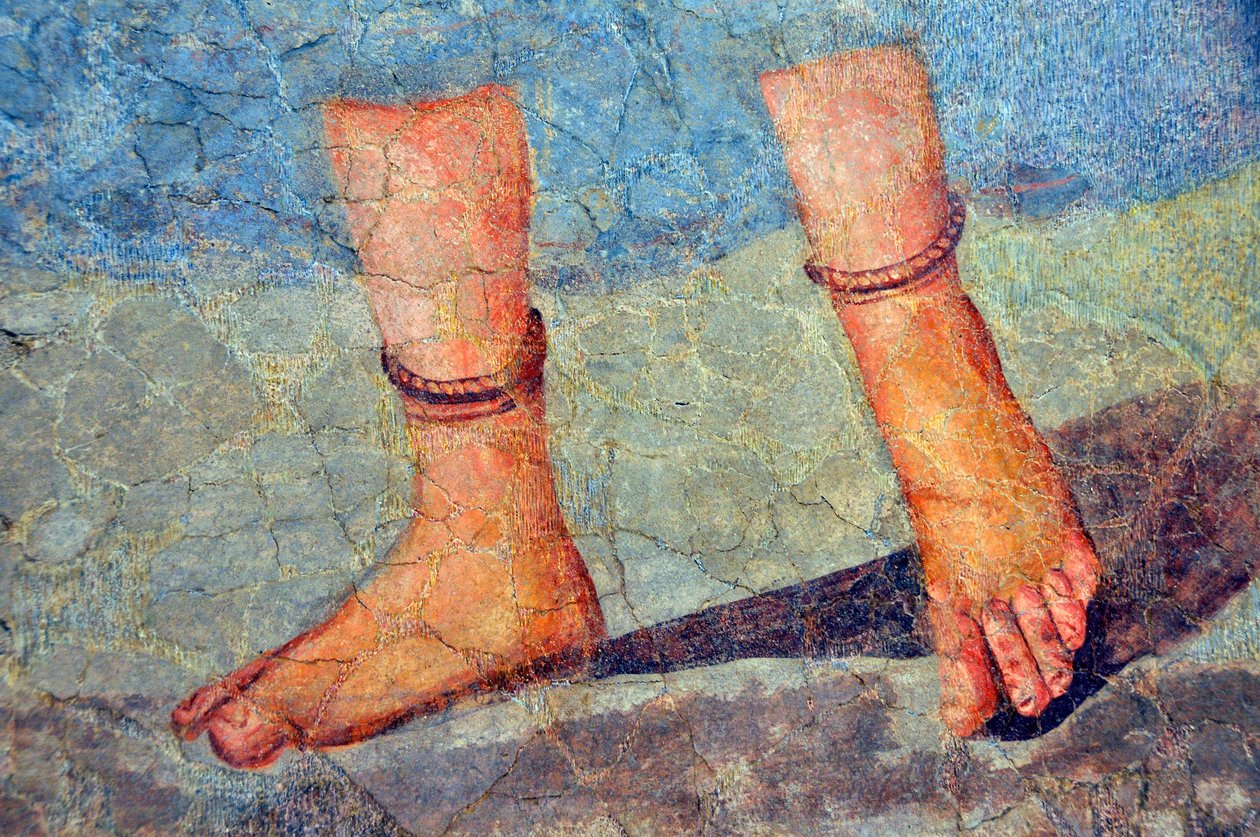 Ženské nohy v kotnících, konec 2. - počátek 3. století (Fresco) od Roman