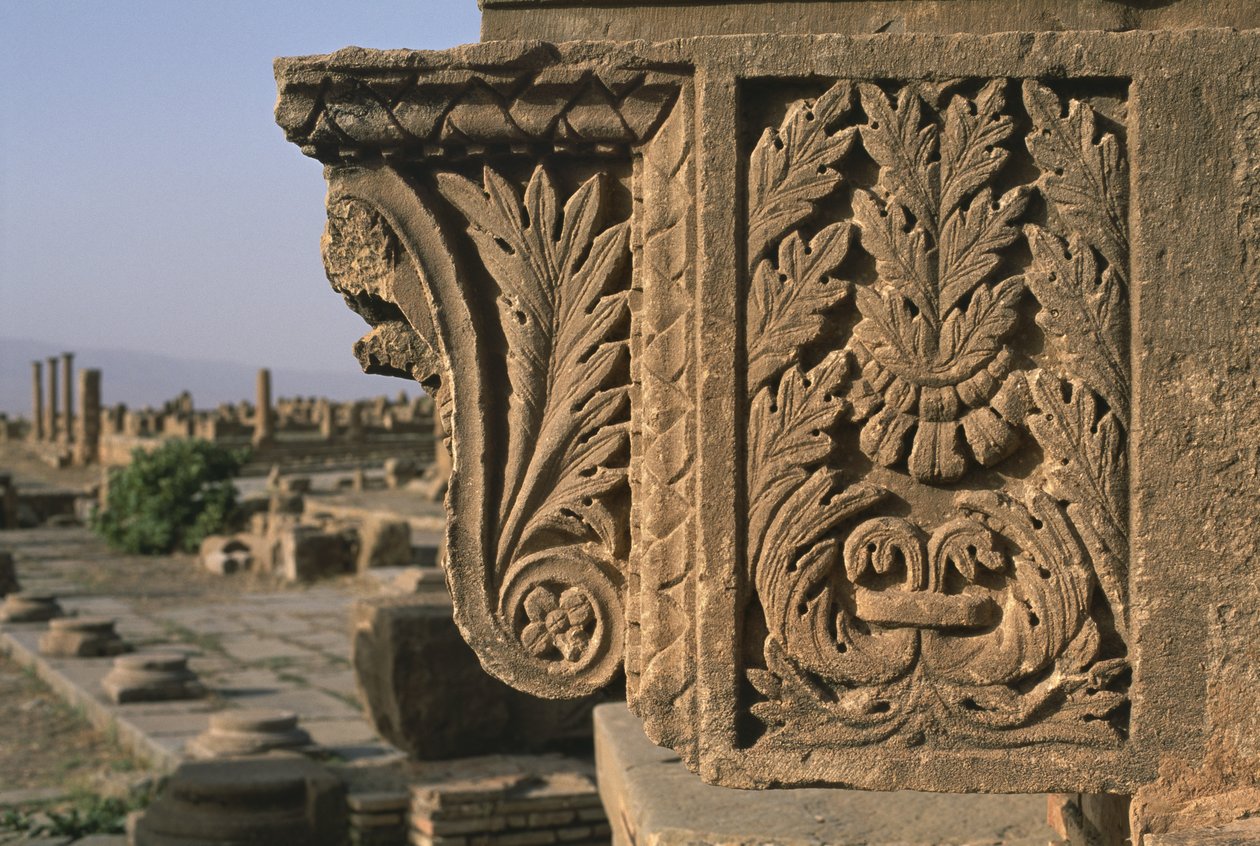 Architektonický fragment s vyřezávanou výzdobou, Sertius Market, Vrcholné císařské období (27 př.nl-395 n.l.) od Roman Imperial Period