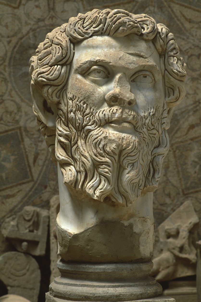 Busta Septima Severa (145-211), vrcholné císařské období (27 př. nl-395 n. l.) (mramor) od Roman Imperial Period