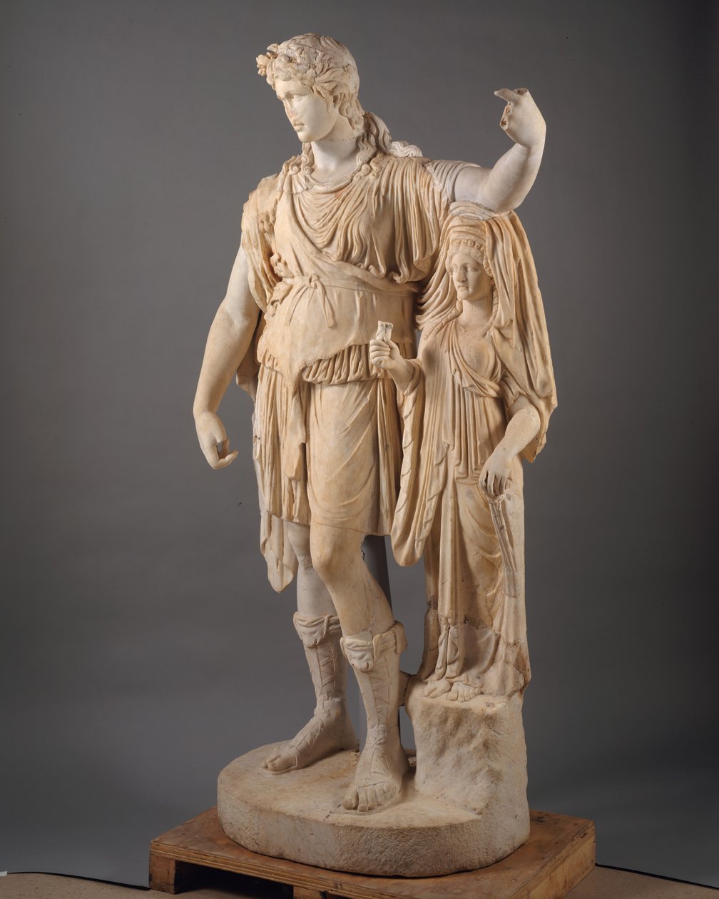 Socha Dionýsa opírajícího se o ženskou postavu („Hope Dionysos“), 27 př. n. l. – 68 n. l. (mramor) od Roman Imperial Period