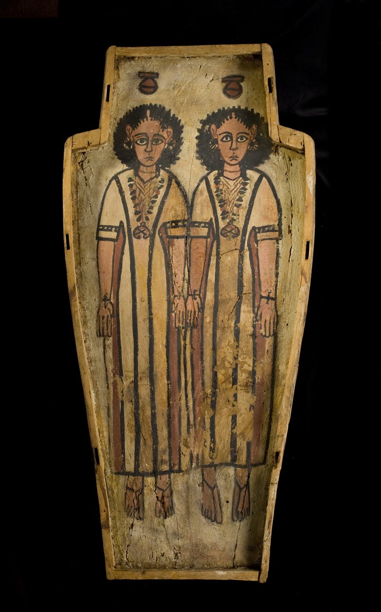 Základna antropoidní rakve, Horní Egypt, Théby, pozdní římská doba, cca 175-200 n. l. (omítnuté a natřené dřevo) od Roman Period Egyptian