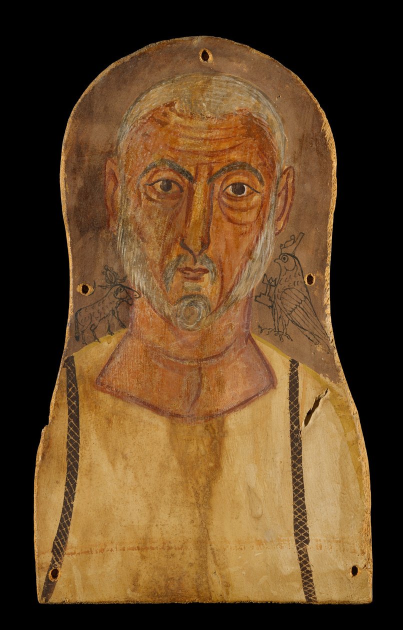 Starší muž po boku egyptských bohů, asi 250 n. l. (tempera na sykóře) od Roman Period Egyptian