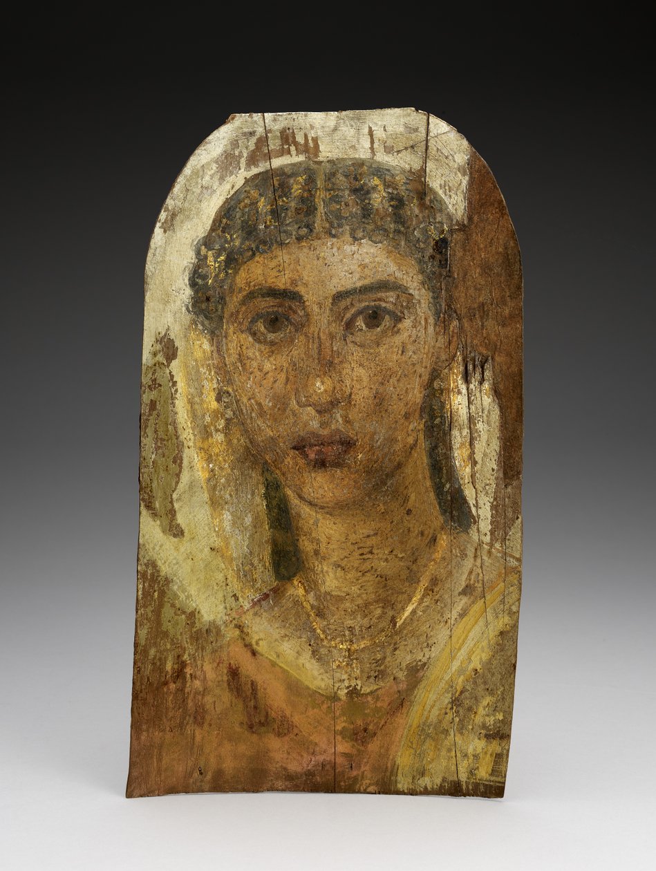 Mumiový portrét mladé ženy, AD 1-100 (malované dřevo, vosk a textil) od Roman Period Egyptian