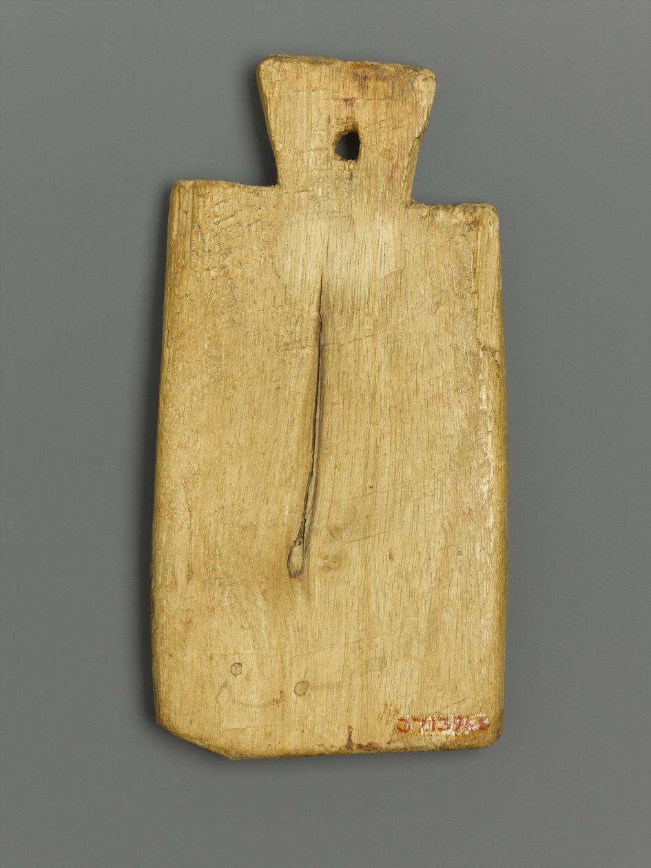 Mumie Tag s řeckým nápisem (dřevo a pigment) od Roman Period Egyptian