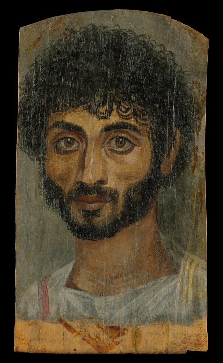 Portrét vousatého muže s hubenou tváří, 160–180 n. l. (enkaustika, lipové dřevo) od Roman Period Egyptian