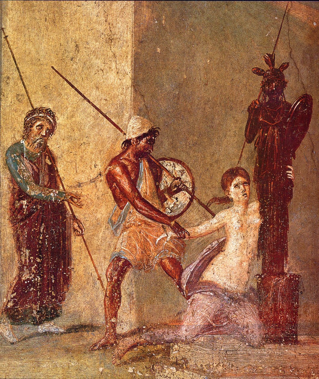 Ajax Menší táhne Cassandru pryč z Xoanonu, 1. H. 1. stol. INZERÁT od Roman Pompeian wall painting