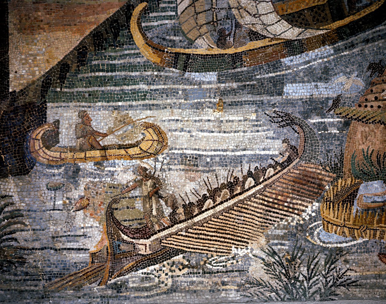 Římský birem (druh galere má dvě řady) Detail mozaiky v Palestrině. od Roman Roman
