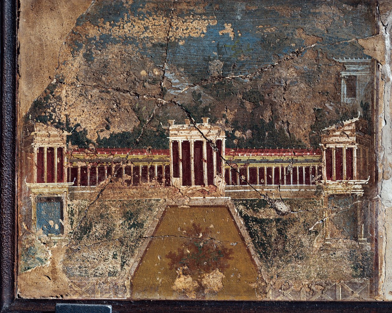 Starověká římská freska s architektonickými náměty z Pompejí od Roman Roman