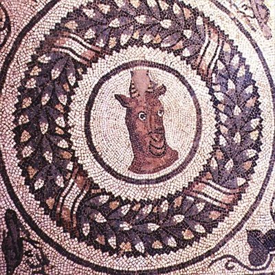 Hlava antilopy, římská mozaika, začátek 4. století (mozaika) od Roman Roman